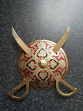 Sikh singh khalsa kaur brass dhall & two kirpans letter opener wall hanging aa10