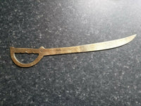 Sikh singh khalsa kaur brass dhall & two kirpans letter opener wall hanging aa10