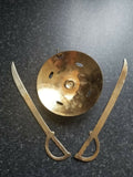 Sikh singh khalsa kaur brass dhall & two kirpans letter opener wall hanging aa10