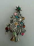 Vintage look stunning diamonte silver plated christmas tree brooch cake pin gift