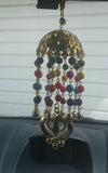 Gold plated umbrella punjabi sikh khanda stunning pendant car rear mirror hanger