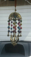 Gold plated umbrella punjabi sikh khanda stunning pendant car rear mirror hanger