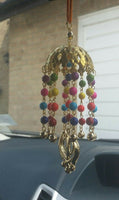 Gold plated umbrella punjabi sikh khanda stunning pendant car rear mirror hanger