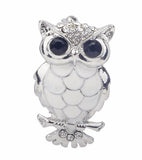 Stunning diamonte silver plated vintage look owl christmas brooch cake pin b7