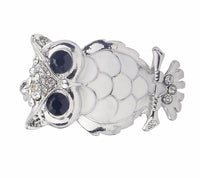 Stunning diamonte silver plated vintage look owl christmas brooch cake pin b7