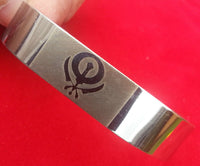 Unisex stainless steel laser engraved khanda clip on sikh kara - adjustable size