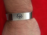 Unisex stainless steel laser engraved khanda clip on sikh kara - adjustable size