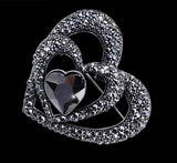 Black heart celebrity love brooch stunning vintage look retro style broach pin