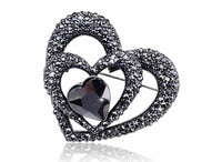 Black heart celebrity love brooch stunning vintage look retro style broach pin