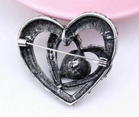 Black heart celebrity love brooch stunning vintage look retro style broach pin