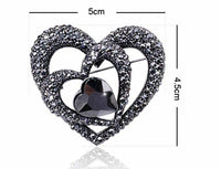 Black heart celebrity love brooch stunning vintage look retro style broach pin