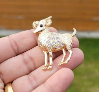 Aries brooch ram vintage look gold plated zodiac broach astrology luck pin k29