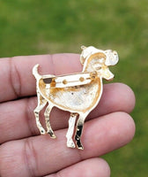 Aries brooch ram vintage look gold plated zodiac broach astrology luck pin k29