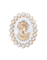 Jubilee Queen Brooch Vintage Look Cameo Beauty Broach Gold Plated Lady Pin K33