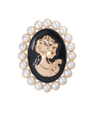 Jubilee Queen Brooch Vintage Look Cameo Beauty Broach Gold Plated Lady Pin K33