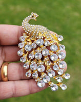 Peacock Brooch Vintage Look Queen Broach Gold Plated Celebrity Hollywood Pin K44