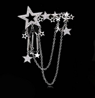 Stunning Stars Brooch Vintage Look Silver Plated High End Design Broach Pin U7