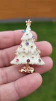 Christmas Tree Brooch Gold Green White Plated Broach Celebrity Queen PIN i17 New