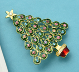 Avocado Tree Brooch XMas Vintage look Gold plated broach Celebrity Queen pin i19