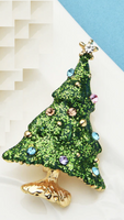 Christmas Tree Brooch Gold Green White Plated Broach Celebrity Queen PIN i17 New