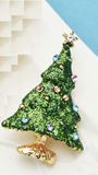 Christmas Tree Brooch Gold Green White Plated Broach Celebrity Queen PIN i17 New