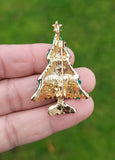 Christmas Tree Brooch Gold Green White Plated Broach Celebrity Queen PIN i17 New