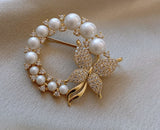 Valentine flower brooch vintage look celebrity broach gold plated pin ggg86