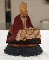 Sikh guru teg bahadar ji wood carved photo portrait singh kaur desktop stand c5