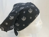 Sikh Punjabi Singh Kaur Black Khalsa Khandas bandana Head Wrap Gear Rumal Hankie