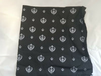 Sikh Punjabi Singh Kaur Black Khalsa Khandas bandana Head Wrap Gear Rumal Hankie