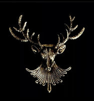 Stunning gold plated retro style christmas reindeer head brooch cake pin b16