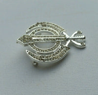 Stunning diamonte silver plated sikh khanda brooch cake pin singh turban dumala