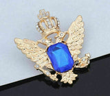 Stunning vintage look gold plated crown blue stone king design brooch broach b34