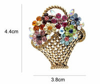 Vintage look gold plated basket flowers brooch suit coat broach pin collar ggg37