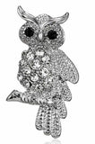 Stunning diamonte silver plated vintage look tiny owl christmas brooch pin c16