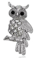 Stunning diamonte silver plated vintage look tiny owl christmas brooch pin c16