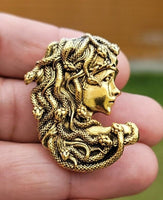 Gold or silver plated snakes head medusa lady celebrity brooch broach pin k17