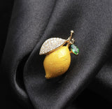 Valentine lemon brooch vintage look celebrity broach gold plated pin ggg89