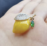 Valentine lemon brooch vintage look celebrity broach gold plated pin ggg89