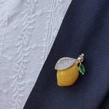 Valentine lemon brooch vintage look celebrity broach gold plated pin ggg89