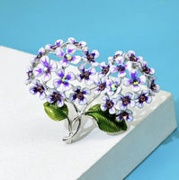 Flower brooch vintage look stunning diamonte silver plated christmas pin jjj4