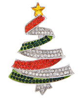 Vintage look stunning diamonte silver plated christmas tree brooch cake pin jjj3