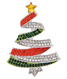 Vintage look stunning diamonte silver plated christmas tree brooch cake pin jjj3