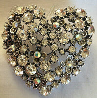 Stunning vintage look designer heart flower bird brooch broach celebrity pin lll