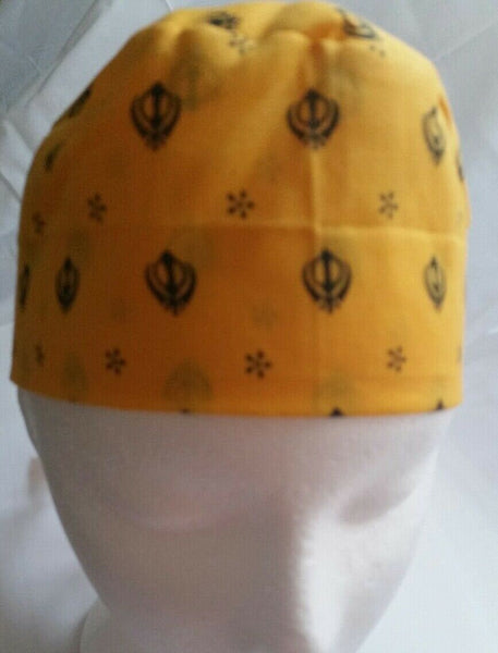 Sikh punjabi kesari orange kids baby patka pathka khandas bandana head wrap gear