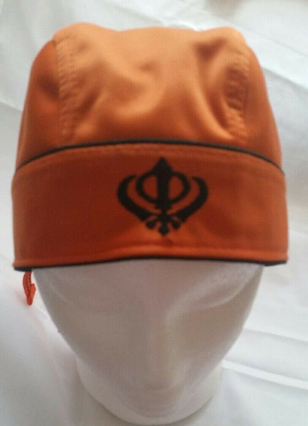 Sikh punjabi turban patka pathka khanda bandana head wrap orange colour singh