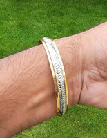 Sikh kara two tone gold silver plated singh khalsa kada kaur bangle 5k kakar p10