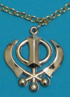 Unisex  3d gold plated punjabi sikh khanda pendant - ideal for car rear mirror