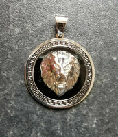 Unisex stunning rhinestones silver plated punjabi hindu sikh singh lion pendant