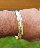 Sikh kara two tone gold silver plated singh khalsa kada kaur bangle 5k kakar p10